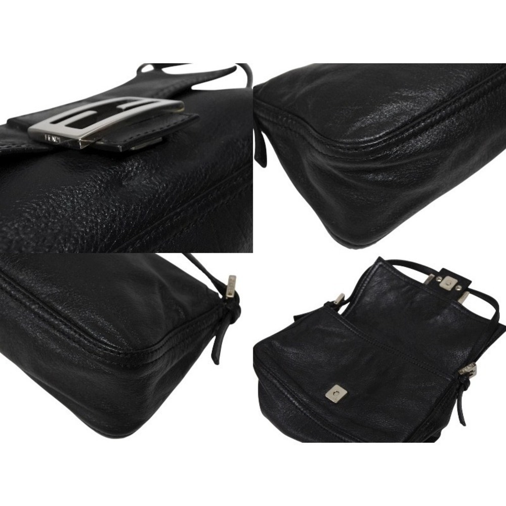 FENDI Mamma Bucket One Shoulder Hobo Bag Black Leather - Picture 6 of 8